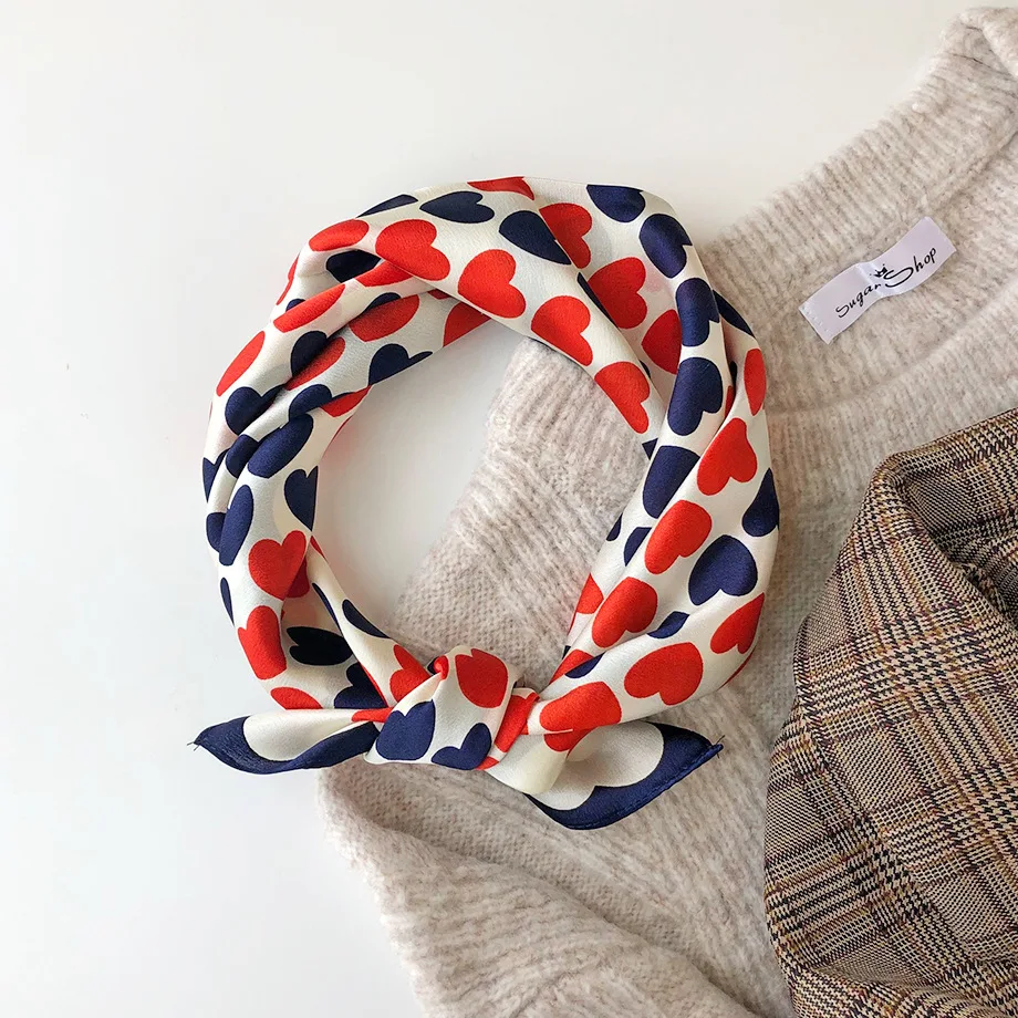 

Luna&Dolphin Women Small Square Scarf 53x53 100% Real Silk Love Print Lover Caramel Sweet Bandanas Paisley Headbands Kerchief