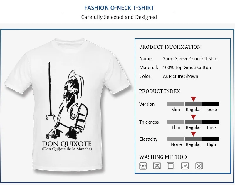 Don Quixote Men T-shirts Fitted Custom Tops Shirts All Cotton O-Neck Short Sleeve Family Tee-Shirt Mother Day Top Quality Don Quixote
