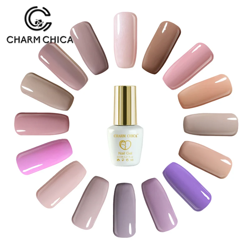 

CHARM CHICA 6ml Nail Gel Polish UV Soak Off Pink Nude Series Gel Varnish Hot Sale Color Vernis Semi Permanant Nail Art 0817