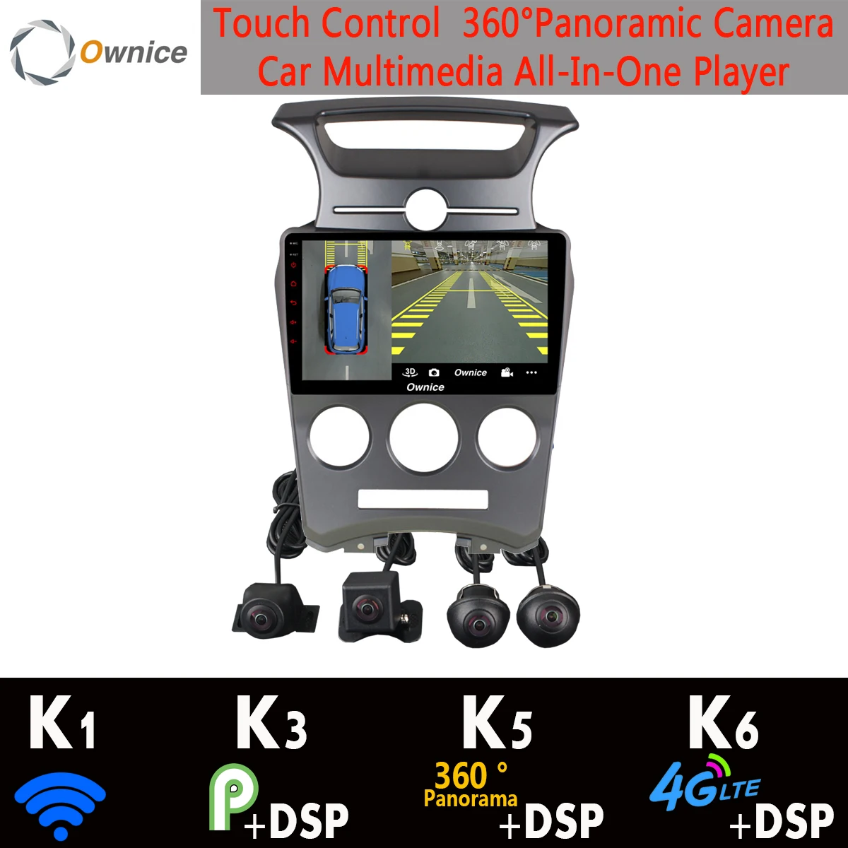 

360°Camera 4G SIM Android 9.0 4G+64G GPS Radio CarPlay SPDIF DSP Car Multimedia Player for Kia Carens 2007 2008 2009 2010 2011