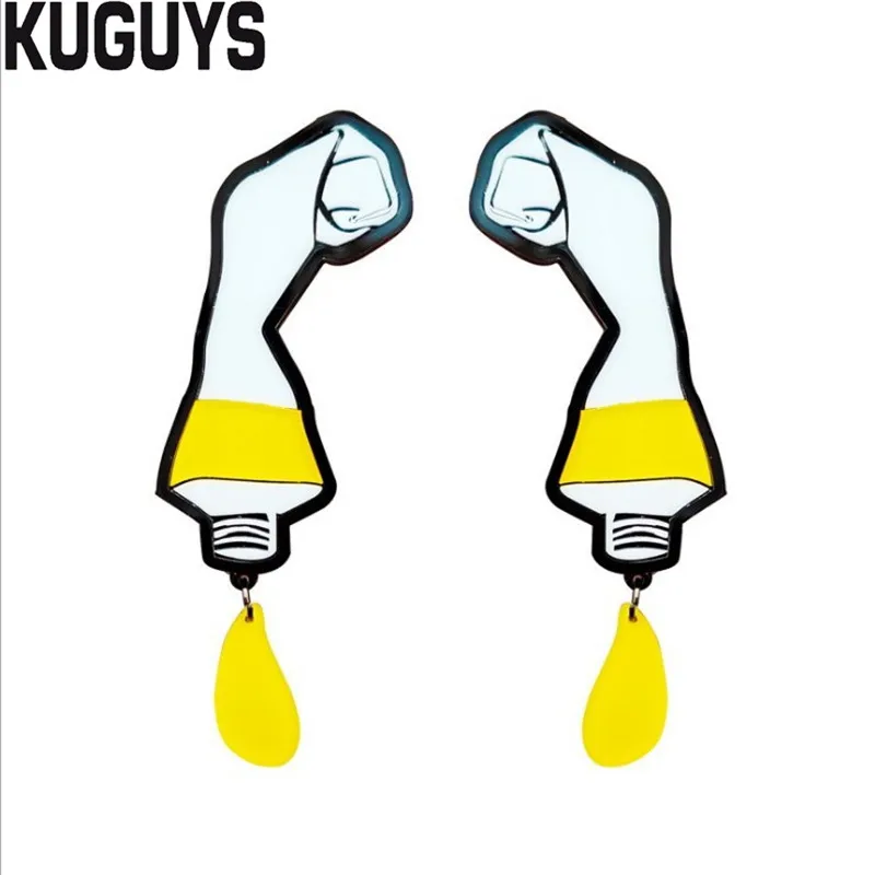 KUGUYS 3 Цвета Палитра длинные серьги для женщин акриловые разноцветные большие
