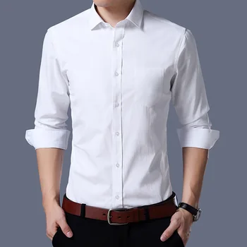 

New High Quality 2019 Spring Men Solid Bussiness Slim Shirts Male Classic Casual Long sleeve Top shirts Clothing men S-3XL