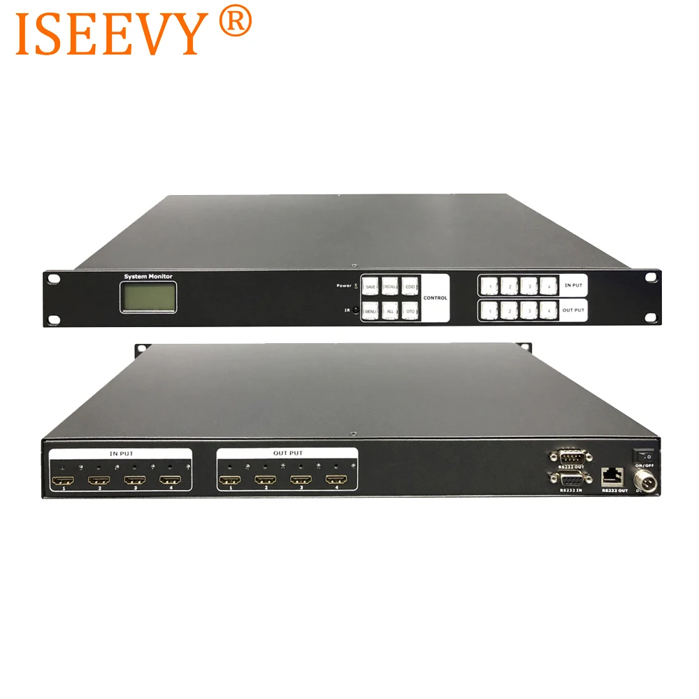 ISEEVY 4x4 HDMI матричный коммутатор с HDMI 4 в 4 выхода полные каналы поддержка 4Kx2K@ 30 Гц, 1080P3D@ 60 Гц, HDCP 1,4, Blue-ray, EDID