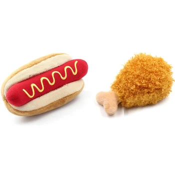 

Transfer Soft Plush French Fries Hamburger Funny Dog Toys Puppies Chew Bite Interactive Pet Toys