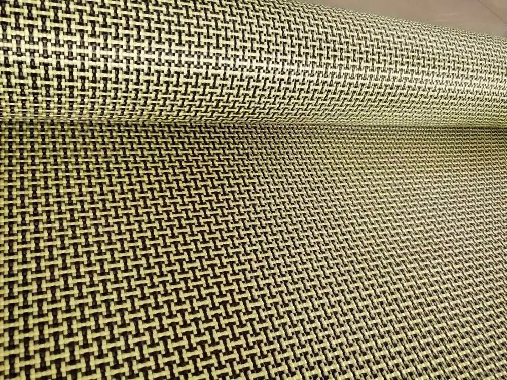 1100D / 3K 200gsm Yellow Kevlar & Carbon fiber mixed Fabric Plain