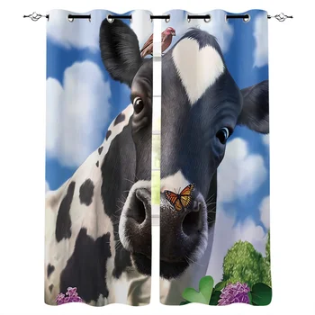 

Animal Cow Closeup Window Curtains Living Room Curtain Home Decor