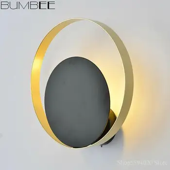 

Postmodern Luxury Wall Lamp Background Wall Way Bedside Lamp Designer Circular Sconce Wall Lights Decor Home Led Wall Lamp