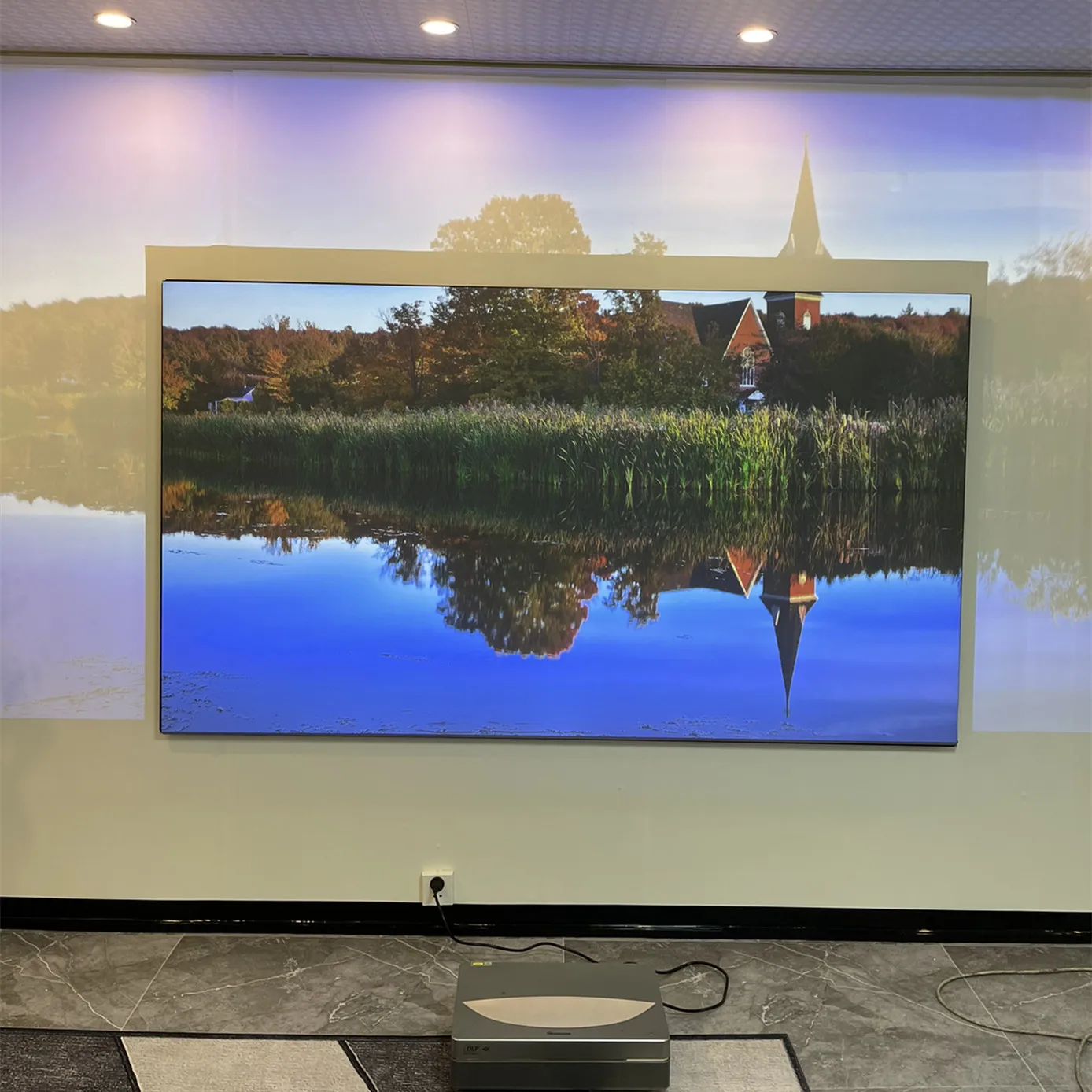 120 Inch 16:9 100 Inch 8K 4K High Quality Ultra Short Throw Anti-Light UST ALR Fresnel Flexible Fixed Frame Projector Screen mivision pvc flexible front projection 8k cinema white zero edge fixed frame projector screen cw 1