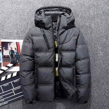 

Hot Sale Windproof Down Jackets Men Warm Hooded Winter Outerwear High Quality Smart Casual White Down Coats Male Padded Jacket