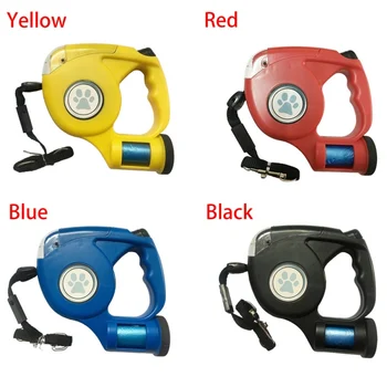 

Pet Dog Automatic Tractor Leash 4.5M LED Flashlight Extendable Retractable Pet Dog Leash Lead With Garbage Bag Pet Supplies