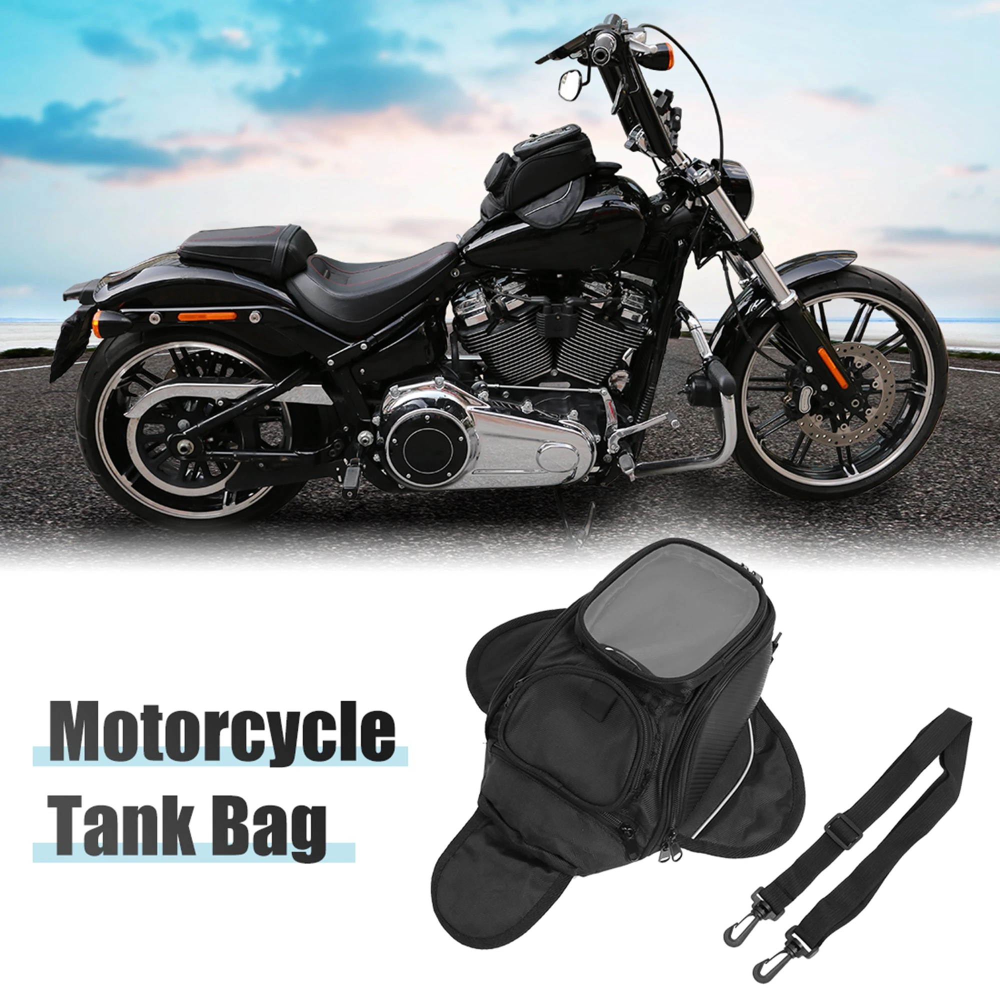 Motoforti Universal 6.8'' Motorcycle Tank Bag Oxford Waterproof Magnetic Gas Oil Fuel Saddlebag Big Window motorcycle tank bag