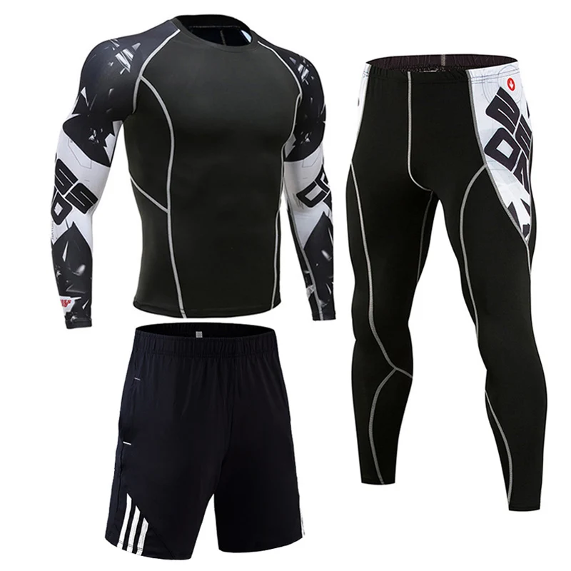 

High Men's suit Thermal underwear Compression Sportswear Base layer Thermal Men Tracksuit set Sports leggings Fitness shirt