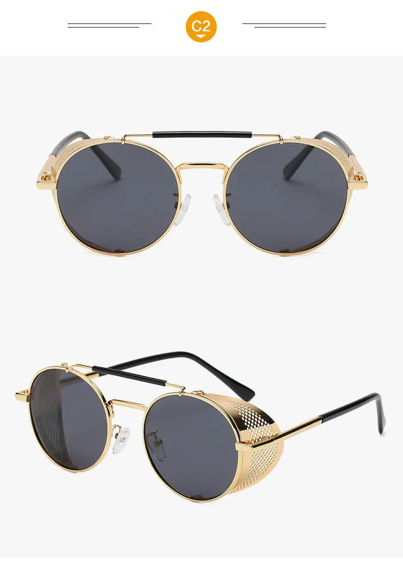 Круглый металлический Ретро солнцезащитные очки мужской женский стимпанк брендовые дизайнерские очки Oculos De Sol Shades УФ Защита