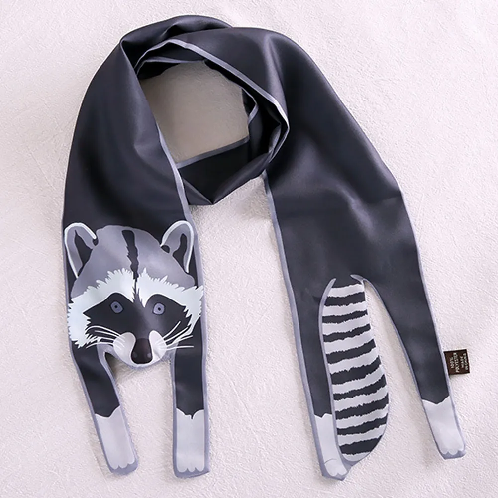 Уникальный шарф с дизайном животных RFID Блокировка тонкий шелк - Color: Raccoon