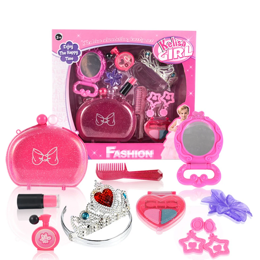 

9pcs Children Dresser Play Set Simulation Makeup Tool Kit Pretend Play House Toy Pretend Play Toys Child Girls Makeup Toy-Luxury