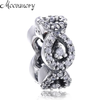 

Moonmory Teardrop 925 Sterling Silver Spacer With Clear Zircon Fit Brand Bracelet DIY Jewelry Making Autumn Bead Accessory