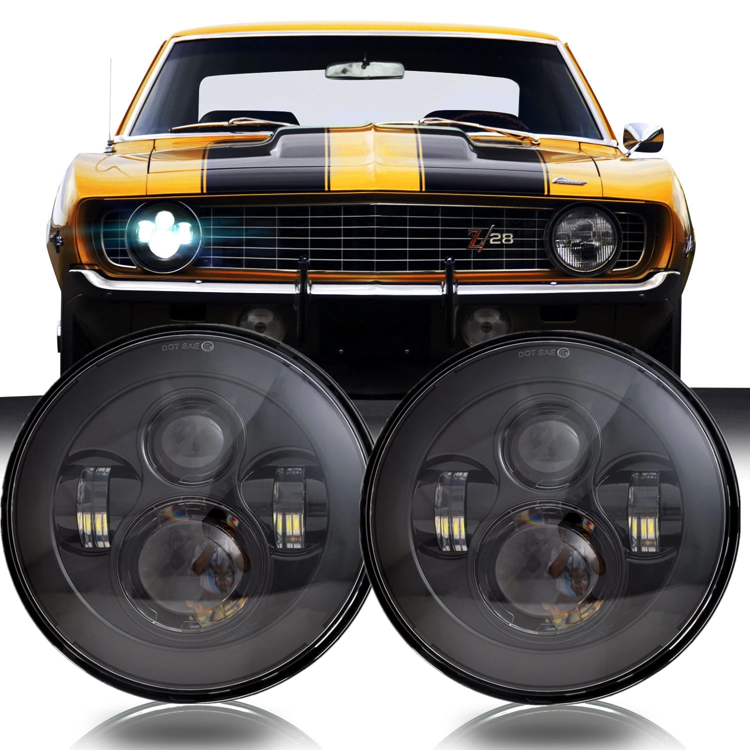 

2pc Car LED 7 Inch Round Headlight Conversion Kit For Jeep Wrangler JK Hummer H1 H2 Offroad 4X4 Trucks