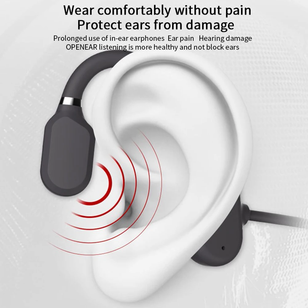Bone Conduction Headphones Bluetooth Wireless Waterproof Comfortable Wear Open Ear Hook Light Weight Not In ear Sports Earphones