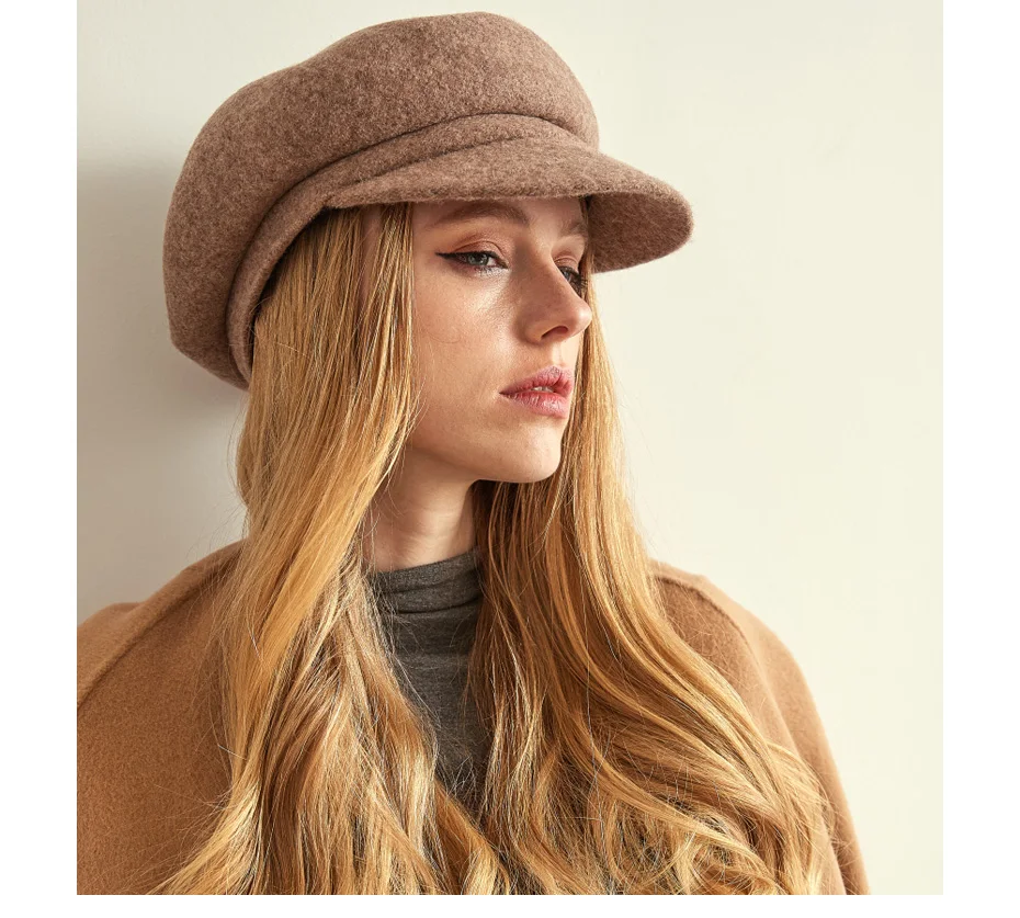 VIANOSI Модный берет шапка женская шерсть зимние кепки со стразами женские однотонные плотные теплые Gorros