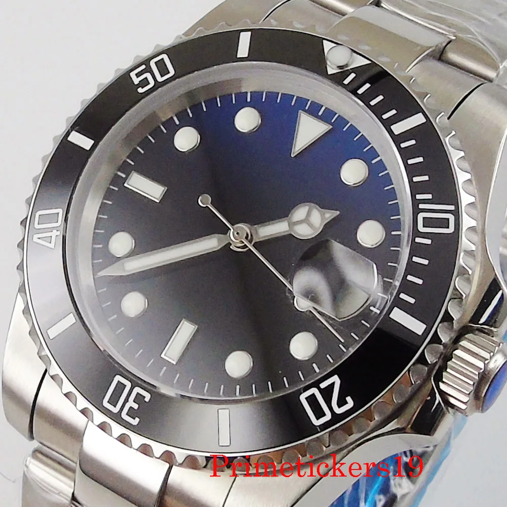 

bliger 40mm no logo dial auto date sapphire crystal NH35 miyota 8215 movement oyster strap rotating bezel