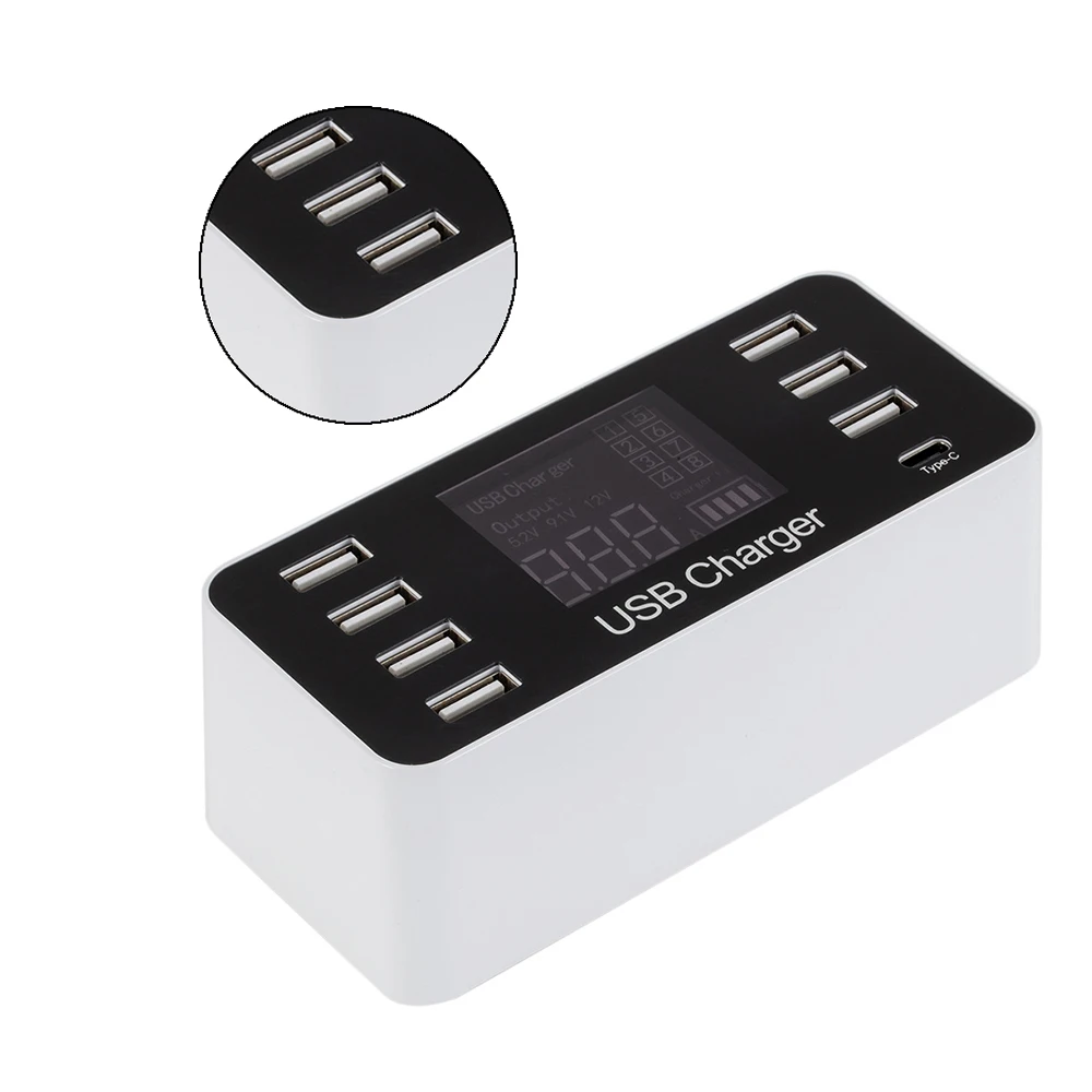 Хорошее качество мульти-порты USB адаптер настольное настенное зарядное устройство светодиодный дисплей зарядная станция 40 Вт
