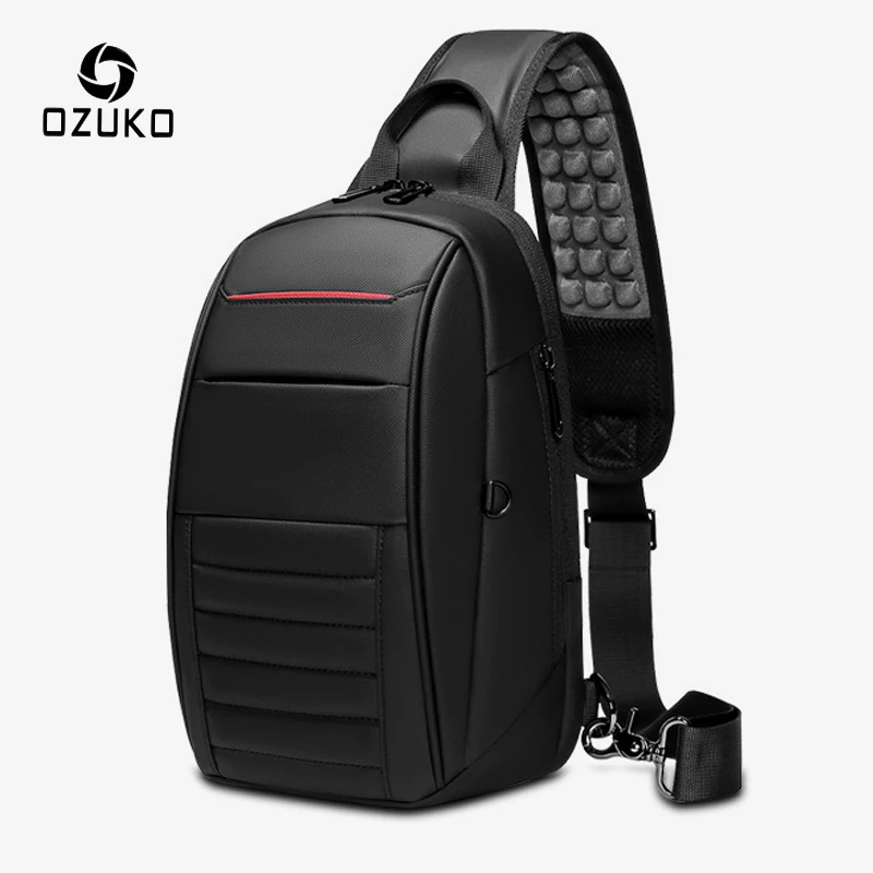 Водонепроницаемая Мужская нагрудная сумка OZUKO с USB-зарядкой повседневный