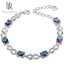 Bague Ringen новые шармы 6x8 мм радужные браслеты с топазами для Для женщин серебро 925 ювелирные изделия браслет Обручение вечерние подарки