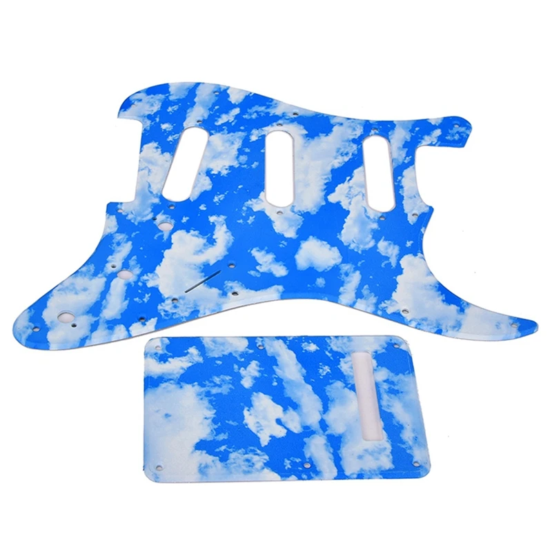 ПВХ Одиночная катушка Pickguard звукосниматели кожух набор для Fender Stratocaster электрогитара Strat(GSSS16) голубое небо и облако шаблон