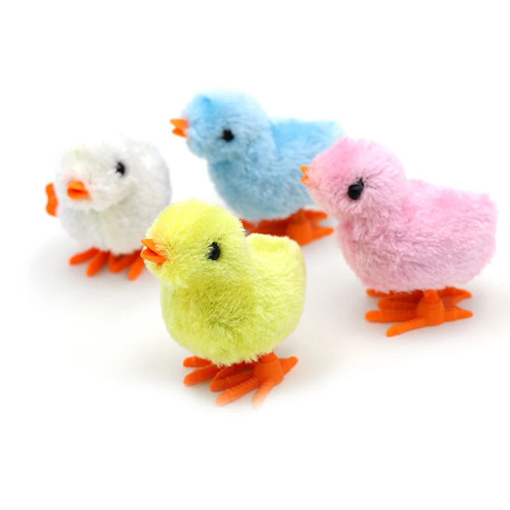 1Pcs Cute Cartoon Plush Glasses Chick Clockwork Wind up Doll Interactive Kids Children Classic Toy Birthday Gifts