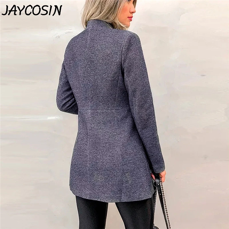 JAYCOSIN Женское шерстяное пальто, однотонный OL стиль, длинный рукав, износоустойчивый фланелевый Блейзер, элегантный тонкий костюм, шерстяное пальто, верхняя одежда, casaco a30