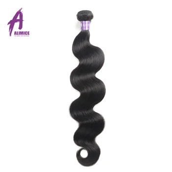 

Alimice Hair Brazilian Body Wave Hair Weave Bundles Natural Color 100% Human Hair Weave 1/3/4 Piece 8"-30" Remy Hair Extensions