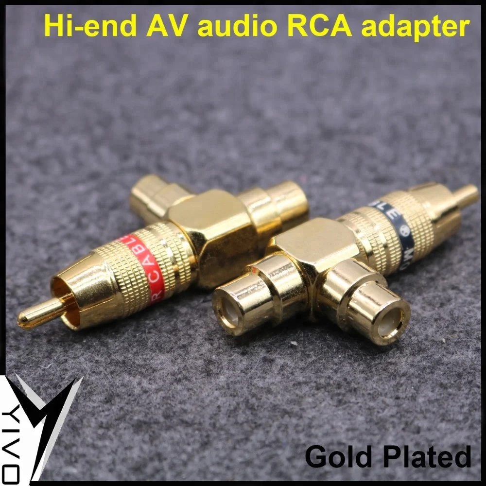 Hi-end 3 jack Double 2 RCA Female to 1 RCA штекер позолоченный, разъем и адаптер для аудио и видео