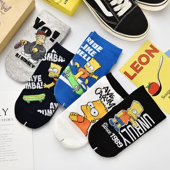 

Socks Women Simpson Family Novelty Cute Kawaii Happy Socks Cartoon Funny Girl Ladies Socks Cotton Slippers Ankle Short Sox