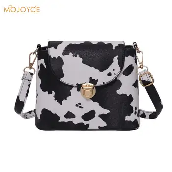

Fashion Women Cow Printed Shoulder Bag PU Leather Female Travel Outdoor Crossbody Bucket Handbag Pouch