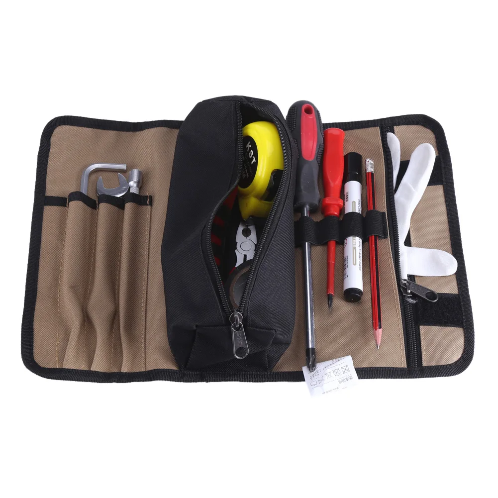 Waterproof 600D Oxford Electrician Roll Up Tool Pouch Bucket Tool Organizers 