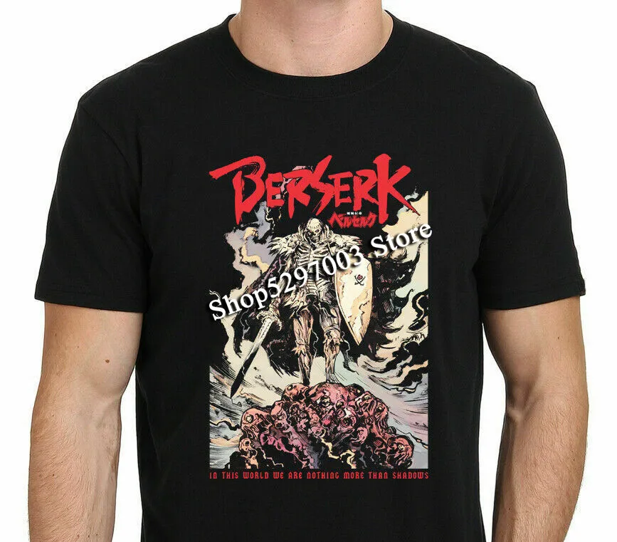 Berserk Guts черная футболка с черепом рыцарь японского аниме Манга Мужская 100% хлопок