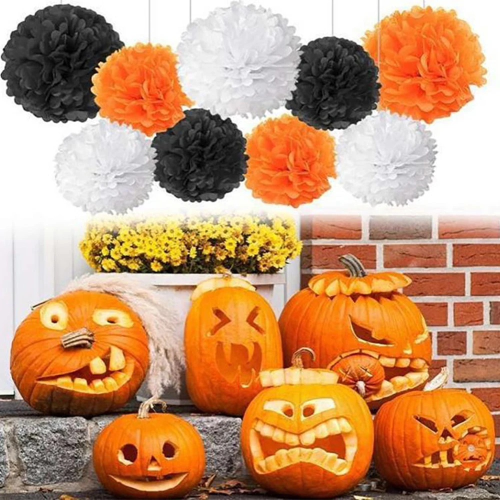 

9 Pieces Holloween Happy Birthday Decoration Paper Pompons Flowers Balls Home Decoration For Wedding Pompones Tissue Paper