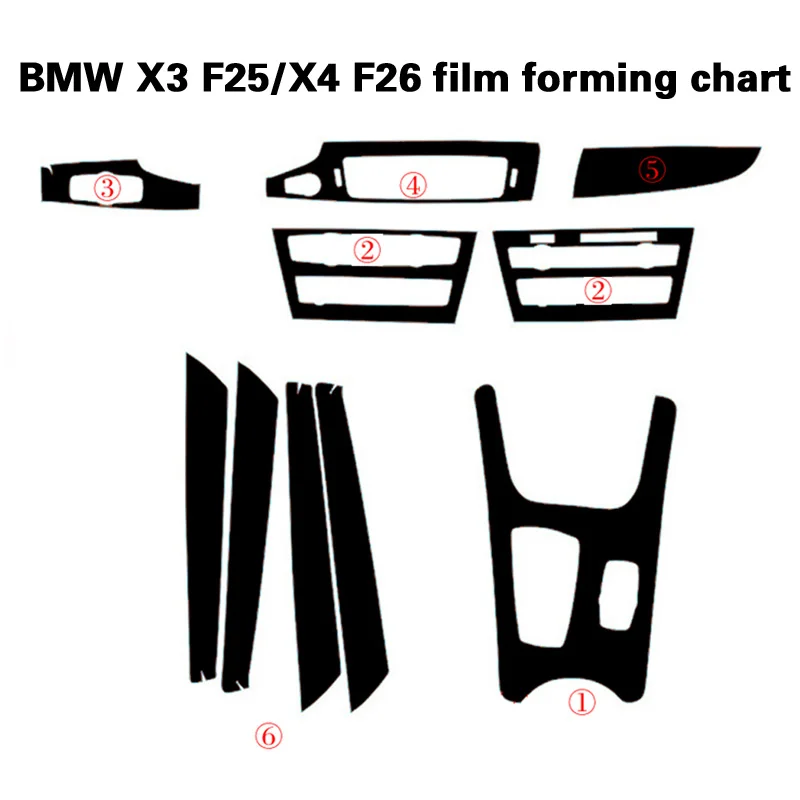 자동차 스타일링 센터 콘솔 색상 변경 몰딩 스티커, 3D 5D 탄소 섬유 자동차 인테리어 데칼, BMW X3 F25 X4 F26 2011-17 용, 신제품