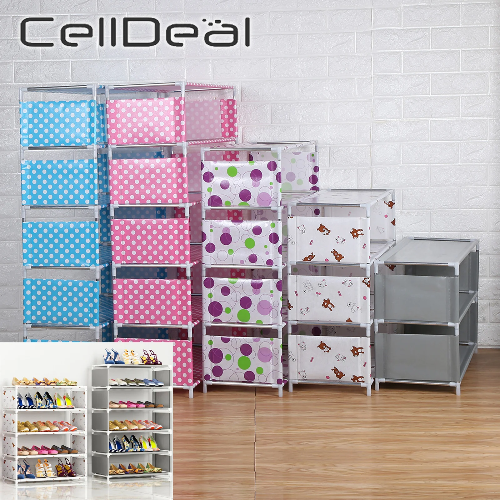 

CellDeal 3/4/5/6 Layers DIY Shoe Rack Non-woven Fabric Dustproof Cabinet Organizer Holder Stand Shoes Shelf Shoe Organizer