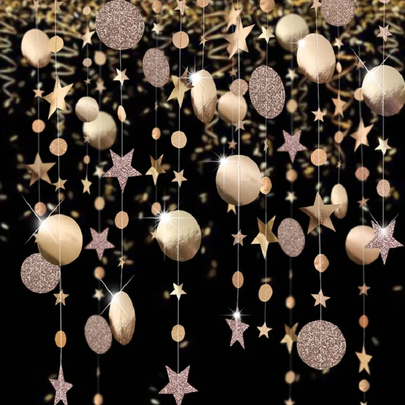 Elegant Paper Star Garland Banner for Celebrations and Events Decor