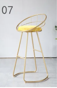 Gold yellow 75cm Стул скандинавский барный стул Железный высокий домашний стул светильник роскошный барный стул набор - Цвет: Gold yellow 75cm