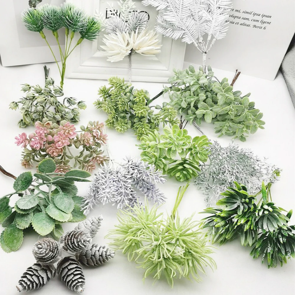

2bundle/lot Plastic Fake Flowers Bouquet for Scrapbooking 23 Styles Artificial Plants for Home Christmas Wedding Decoration