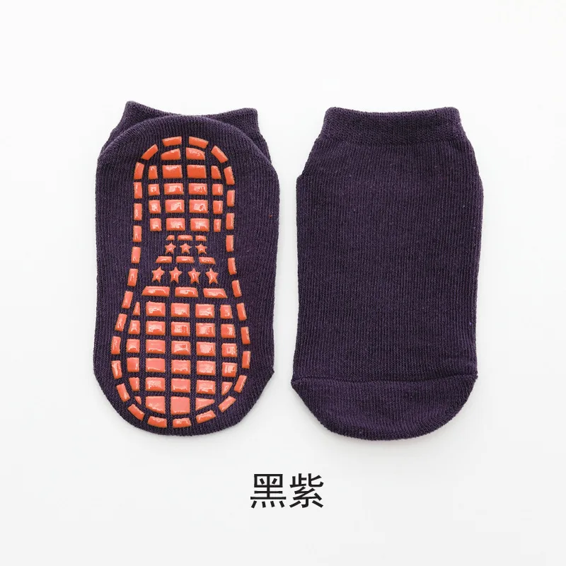 T167black purple Противоскользящие носки для мальчиков и девочек Детские хлопковые Зеленые Носки для прыжков на батуте От 1 до 11 лет детские летние спортивные короткие носки для танцев и прогулок - Цвет: T167black purple