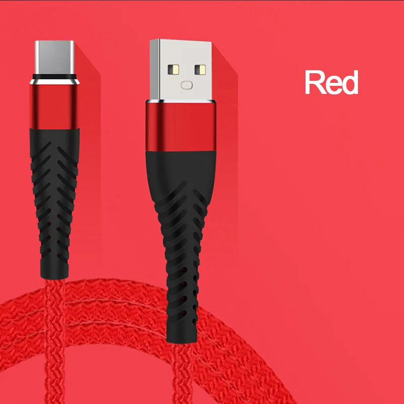 Красный Кабель usb type C 0,25 m 1m 2m 3m 2.4A кабель быстрой зарядки type-C для Xiaomi Redmi 7 huawei зарядное устройство для мобильного телефона QC2.0 USB C Cabo - Цвет: Красный