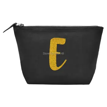 

TB10 Black Initial E Women Cosmetic bag for Make up Travel Toiletry pouch Ladies Beauty Storage