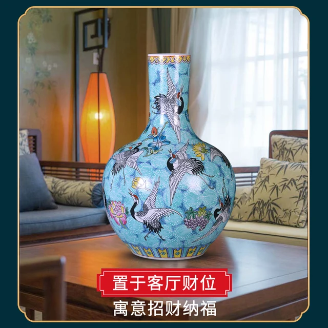 Jingdezhen Ceramic Handmade Famille Rose Floor Vase Flower Arrangement Large Vase New Chinese Style Living Room Decoration 4