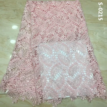 

Latest African Laces 2020 High Quality Embroidered Sequin Fabric Cotton Cord Embroidery Lace Luxury for Party Dress