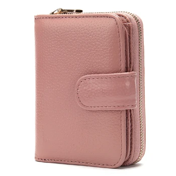 

Wallet Women's Pink Genuine Leather Hand-held Coin Purse Multi-function Card Slot Credit Card Cover Large Capacity Card Holder