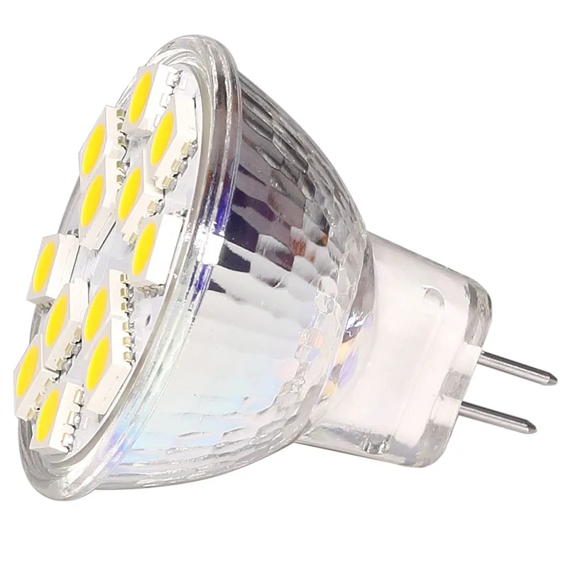 MR11 Светодиодная лампа 12 шт. SMD5050 AC/DC 12/24 в стеклянная крышка дисплея
