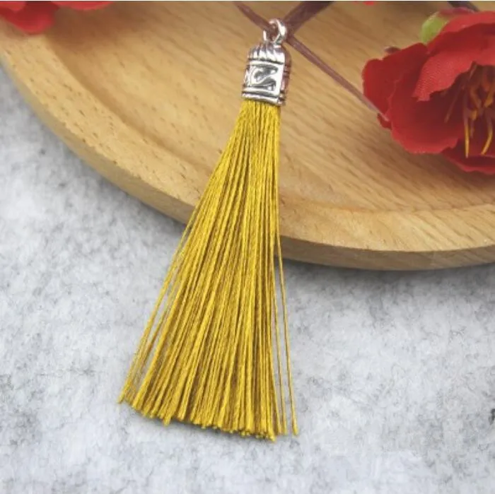 Dark Yellow 10 шт. серебряная кепка с кисточками, ювелирный занавес, декор одежды, аксессуары, самодельный брелок, сумка для мобильного телефона, бахрома, кисточки, нарядные ремни, подвеска - Цвет: Dark Yellow